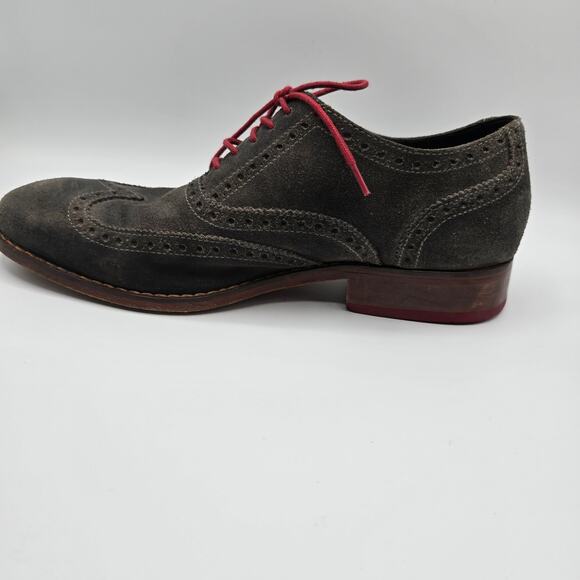 Cole Haan mens Colton suede charcoal gray oxford dress shoes size 8 main image 9